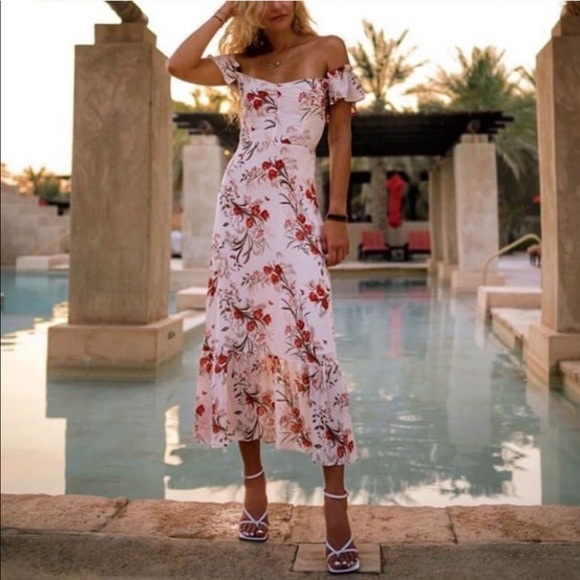 Reformation Butterfly Midi Dress, Like New - Picture 2 of 4